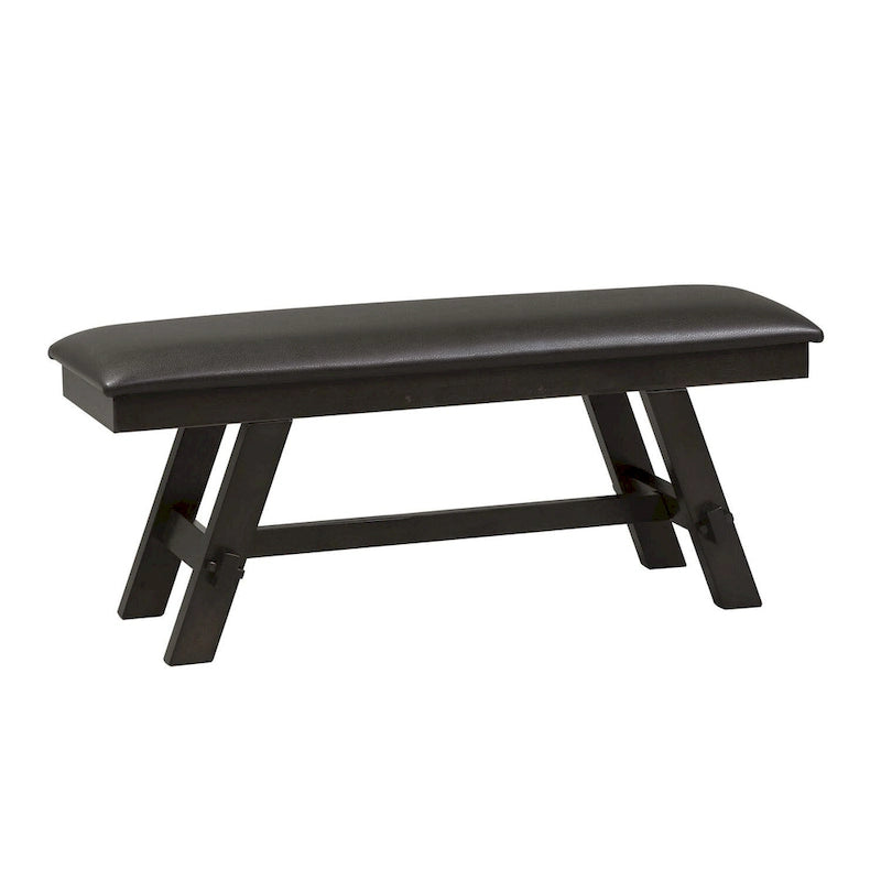 Banc de salle à manger capitonné de style transitionnel, espresso/gris, avec cadre en bois d'hévéa et patins en nylon, 48 pouces