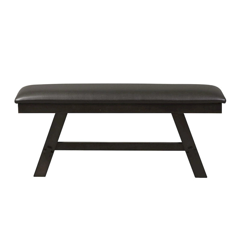 Banc de salle à manger capitonné de style transitionnel, espresso/gris, avec cadre en bois d'hévéa et patins en nylon, 48 pouces