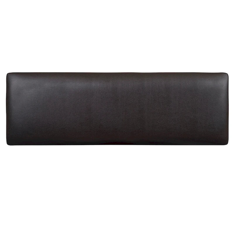 Banc de salle à manger capitonné de style transitionnel, espresso/gris, avec cadre en bois d'hévéa et patins en nylon, 48 pouces