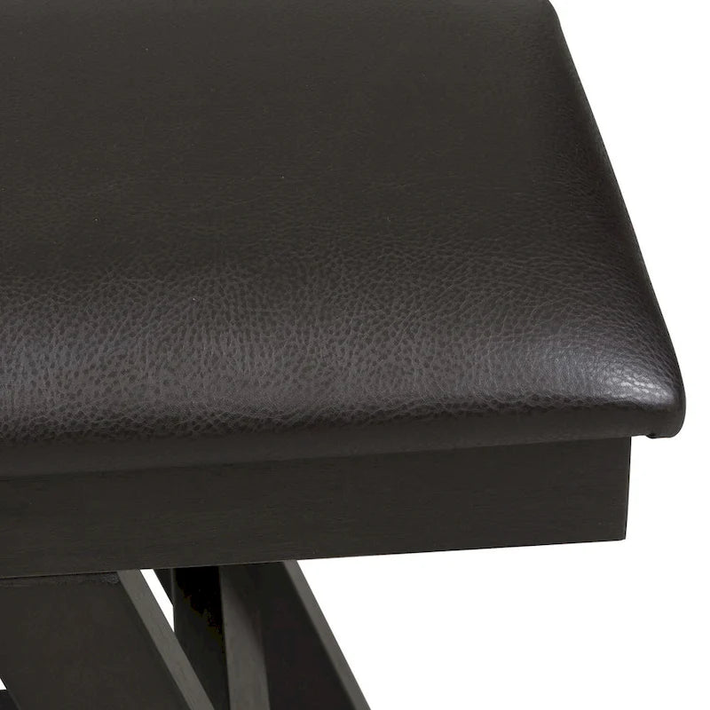 Banc de salle à manger capitonné de style transitionnel, espresso/gris, avec cadre en bois d'hévéa et patins en nylon, 48 pouces