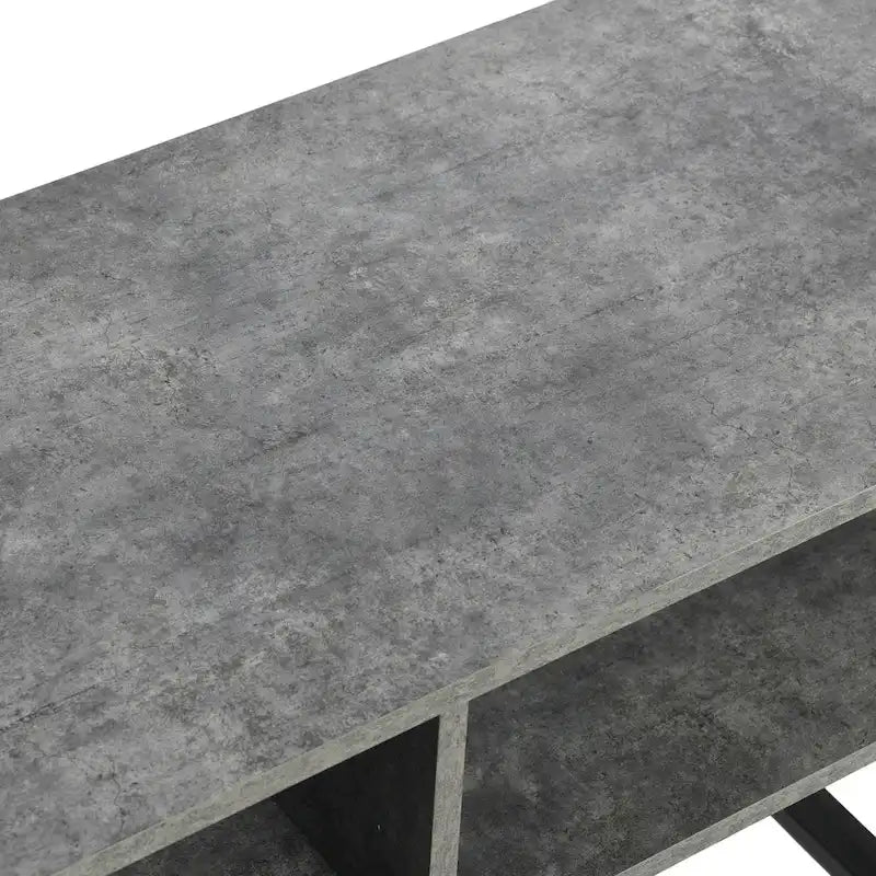 Table basse moderne 39,25 pouces en chêne côtier / ardoise / noir / frêne avec 2 compartiments de rangement ouverts et pieds en acier