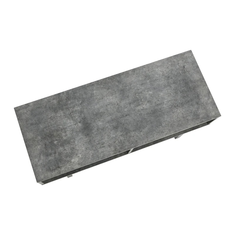 Table basse moderne 39,25 pouces en chêne côtier / ardoise / noir / frêne avec 2 compartiments de rangement ouverts et pieds en acier