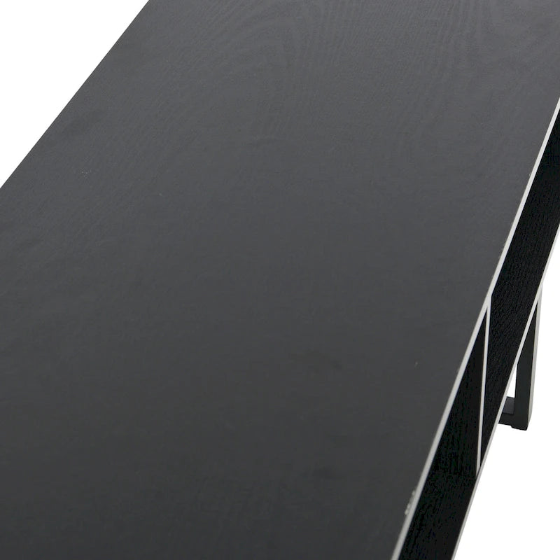 Table basse moderne 39,25 pouces en chêne côtier / ardoise / noir / frêne avec 2 compartiments de rangement ouverts et pieds en acier