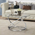 Table basse d'appoint ronde en verre/pierre avec base en métal, 1 personne