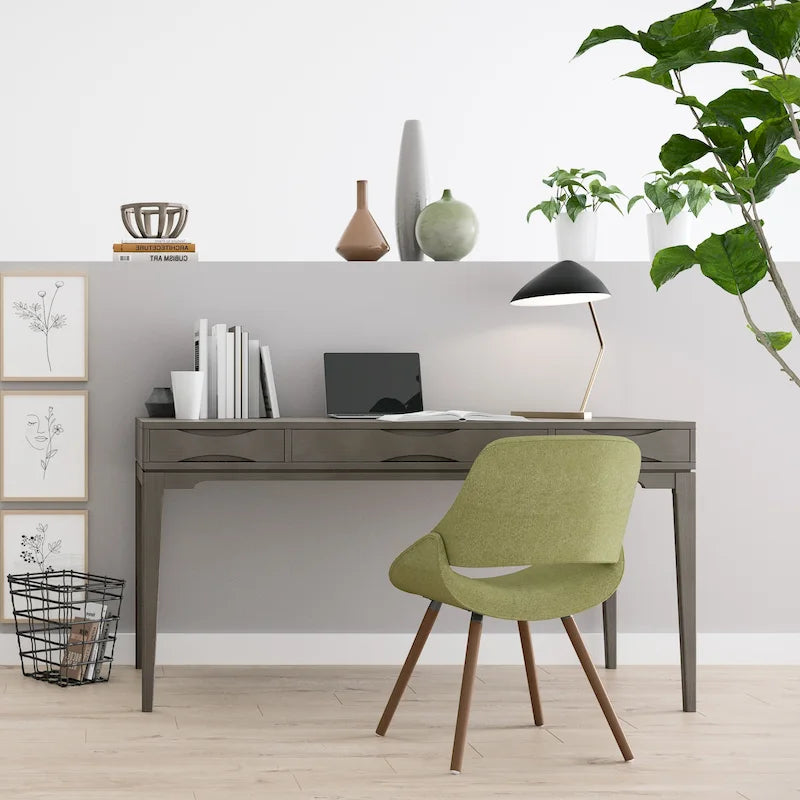 Bureau d'écriture moderne en bois d'hévéa massif avec plateau coulissant pour clavier et 2 tiroirs, 1 personne, 152 cm – Noyer / Blanc / Marron doré clair / Gris campagnard / Noir