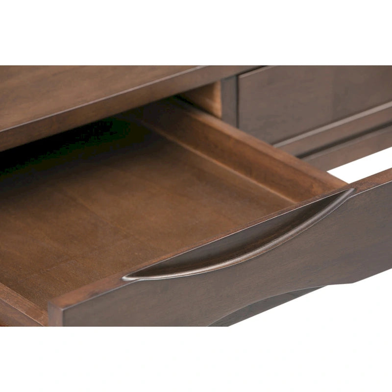 Bureau d'écriture moderne en bois d'hévéa massif avec plateau coulissant pour clavier et 2 tiroirs, 1 personne, 152 cm – Noyer / Blanc / Marron doré clair / Gris campagnard / Noir