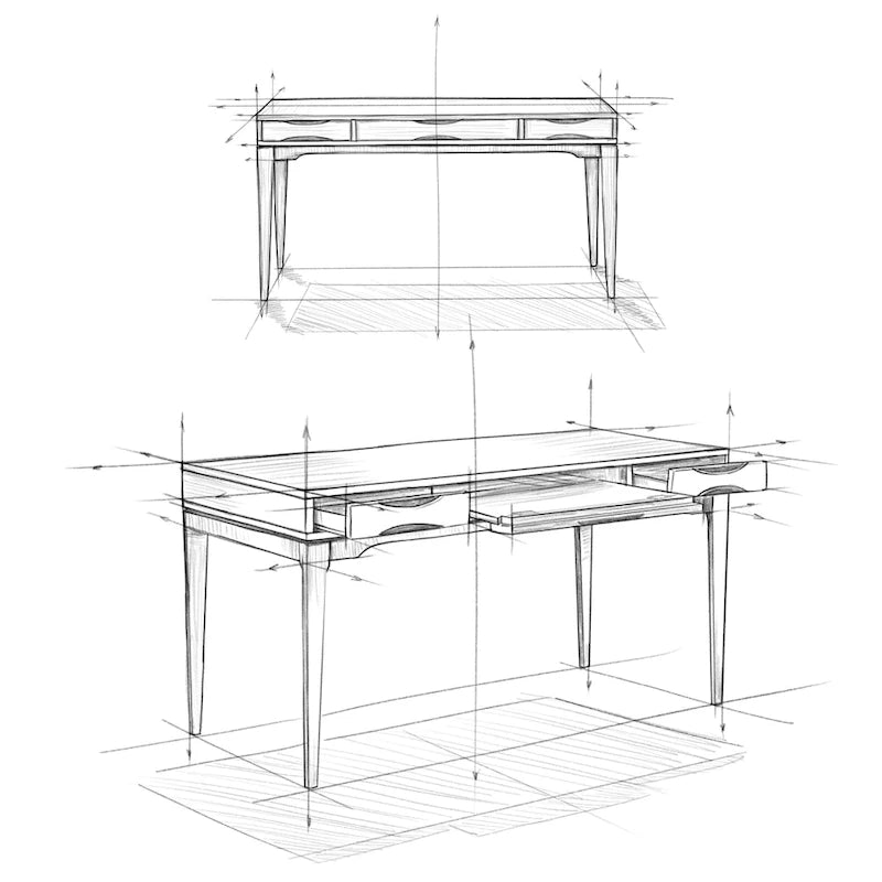 Bureau d'écriture moderne en bois d'hévéa massif avec plateau coulissant pour clavier et 2 tiroirs, 1 personne, 152 cm – Noyer / Blanc / Marron doré clair / Gris campagnard / Noir