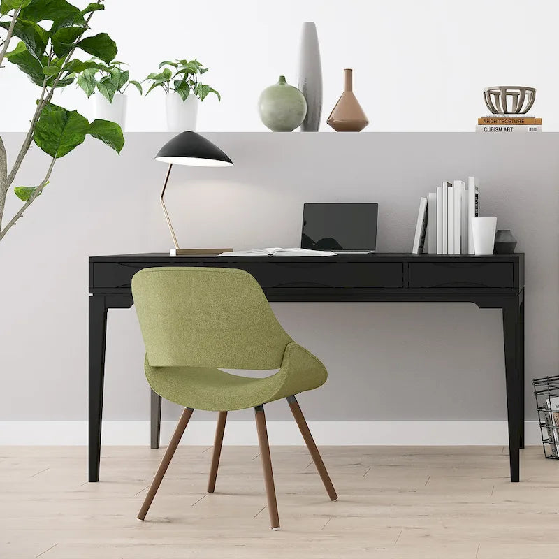 Bureau d'écriture moderne en bois d'hévéa massif avec plateau coulissant pour clavier et 2 tiroirs, 1 personne, 152 cm – Noyer / Blanc / Marron doré clair / Gris campagnard / Noir