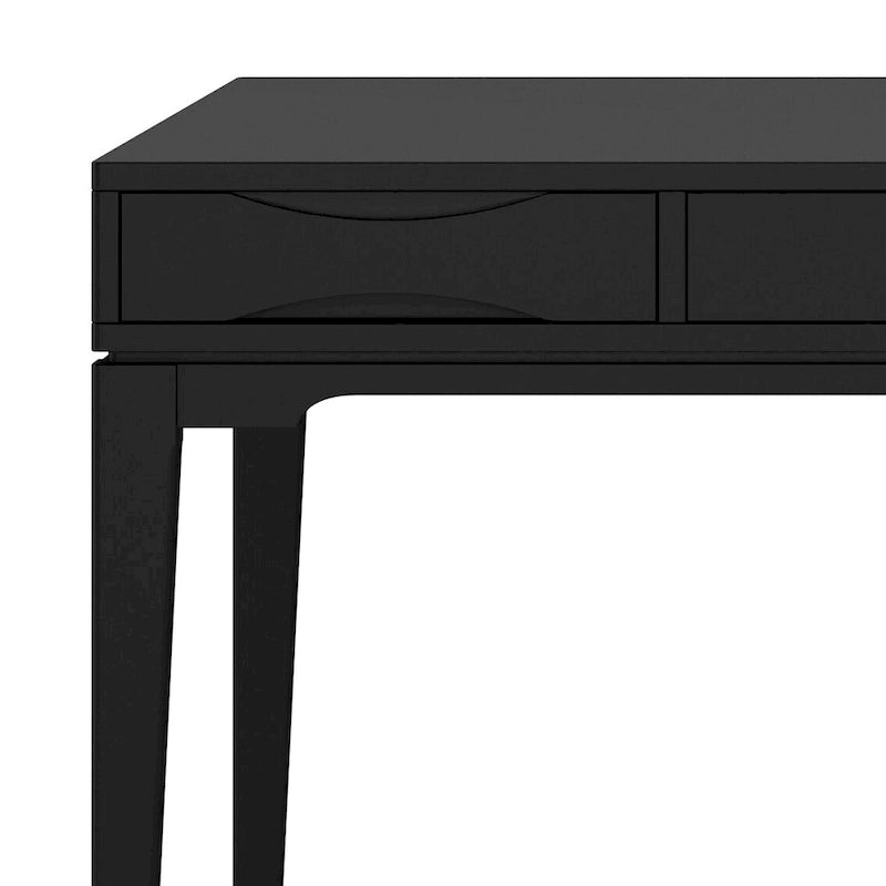 Bureau d'écriture moderne en bois d'hévéa massif avec plateau coulissant pour clavier et 2 tiroirs, 1 personne, 152 cm – Noyer / Blanc / Marron doré clair / Gris campagnard / Noir