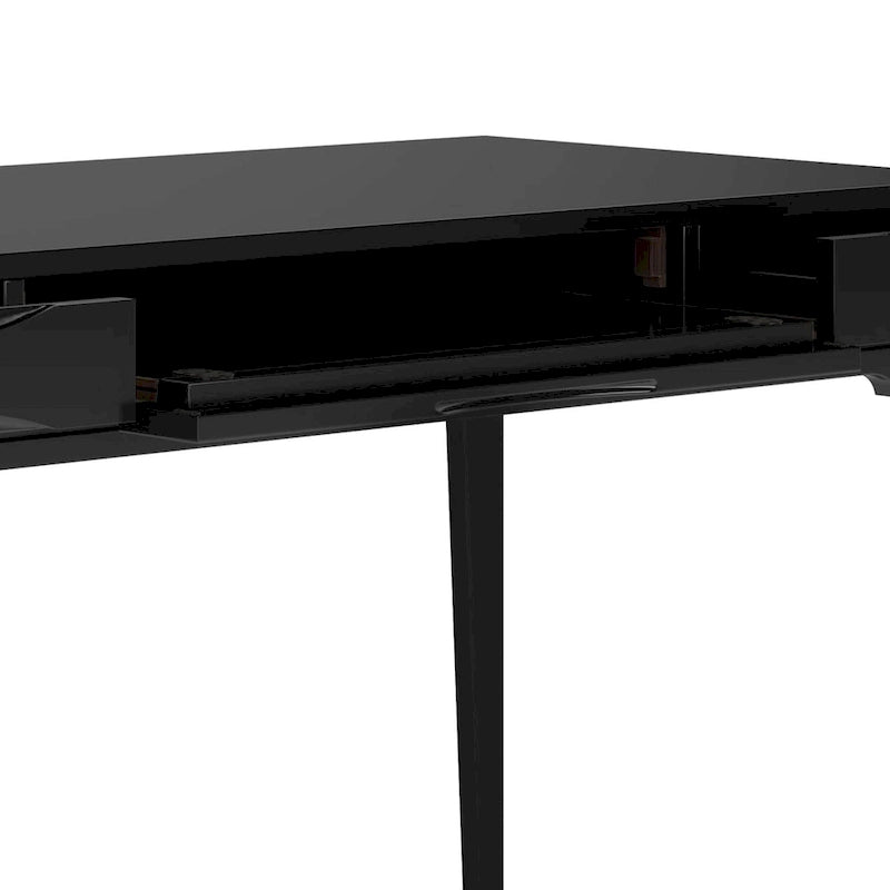 Bureau d'écriture moderne en bois d'hévéa massif avec plateau coulissant pour clavier et 2 tiroirs, 1 personne, 152 cm – Noyer / Blanc / Marron doré clair / Gris campagnard / Noir