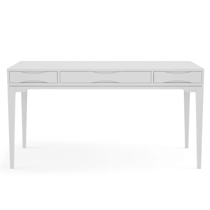 Bureau d'écriture moderne en bois d'hévéa massif avec plateau coulissant pour clavier et 2 tiroirs, 1 personne, 152 cm – Noyer / Blanc / Marron doré clair / Gris campagnard / Noir