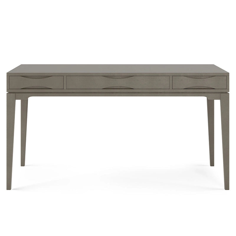 Bureau d'écriture moderne en bois d'hévéa massif avec plateau coulissant pour clavier et 2 tiroirs, 1 personne, 152 cm – Noyer / Blanc / Marron doré clair / Gris campagnard / Noir