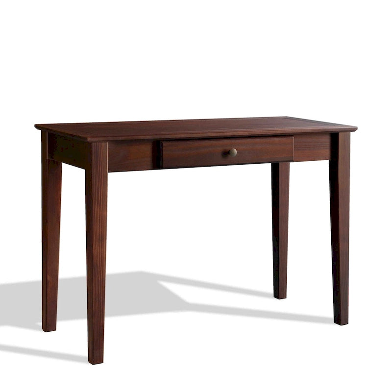 Bureau en pin massif avec tiroir, style Shaker, finition expresso/cerisier/noyer, 1 personne