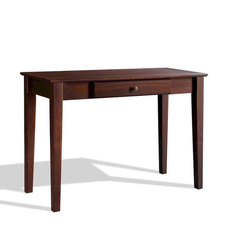 Bureau en pin massif avec tiroir, style Shaker, finition expresso/cerisier/noyer, 1 personne