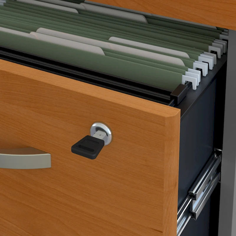 Bureau de 72 pouces acajou / cerisier / gris graphite avec huche 4 portes et classeur mobile, 1 personne