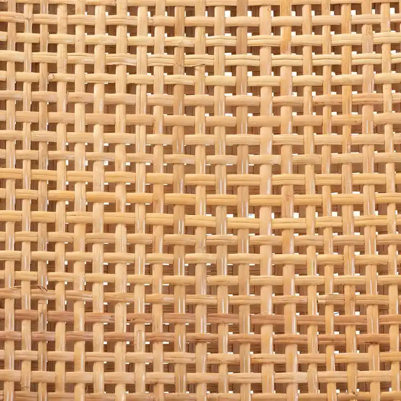 Chaise de salle à manger Bohème en Rotin Brun Naturel / Noyer et Bois d'Acajou, avec Dossier Carré et Pieds Inclinés, 1 place