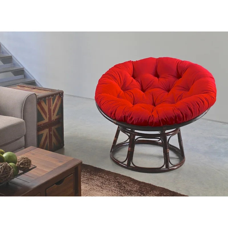 Coussin réversible pour fauteuil Papasan tufté, 122 cm - coloris : raisin / indigo / rouge / bleu roi / épicé / gris acier / coucher de soleil / rose bubble gum