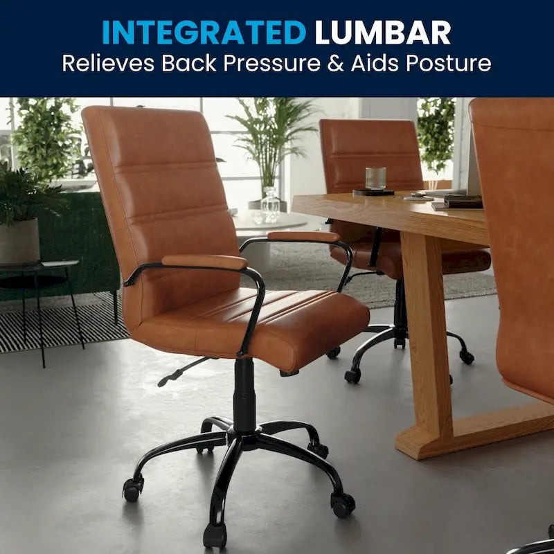 Fauteuil de bureau pivotant de direction à dossier mi-haut en similicuir noir/blanc/marron/gris, avec hauteur et inclinaison réglables, 1 personne