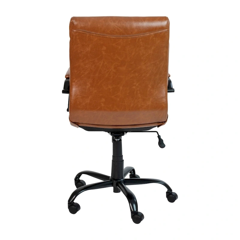 Fauteuil de bureau pivotant de direction à dossier mi-haut en similicuir noir/blanc/marron/gris, avec hauteur et inclinaison réglables, 1 personne