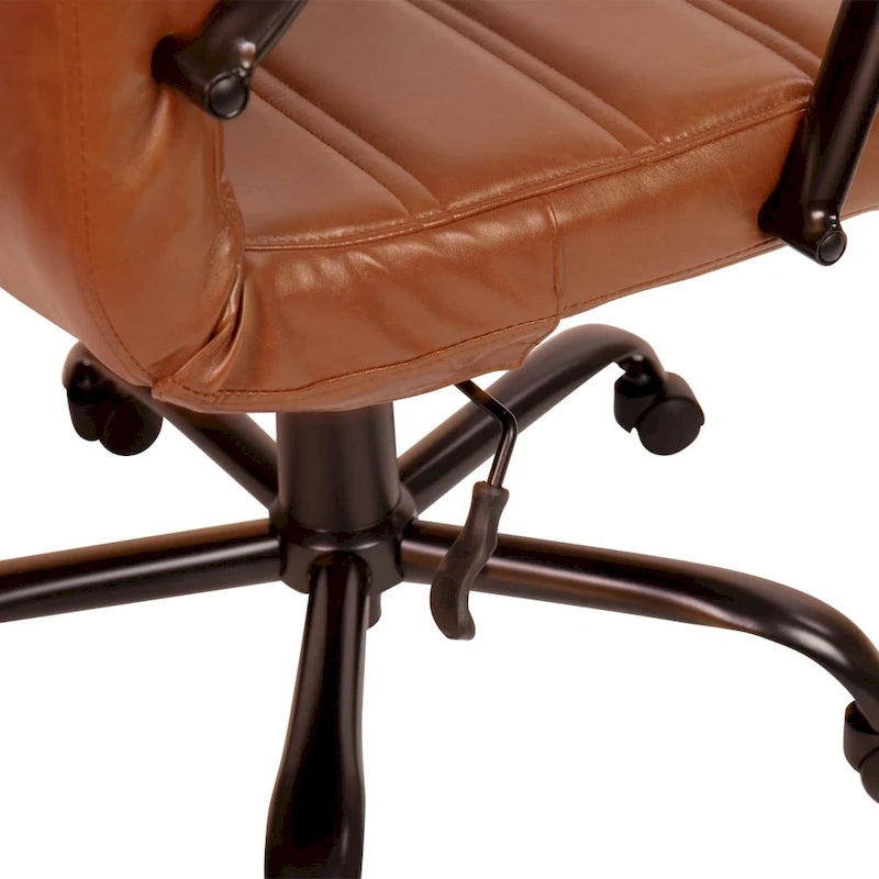 Fauteuil de bureau pivotant de direction à dossier mi-haut en similicuir noir/blanc/marron/gris, avec hauteur et inclinaison réglables, 1 personne