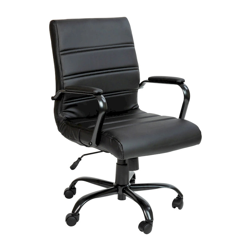 Fauteuil de bureau pivotant de direction à dossier mi-haut en similicuir noir/blanc/marron/gris, avec hauteur et inclinaison réglables, 1 personne