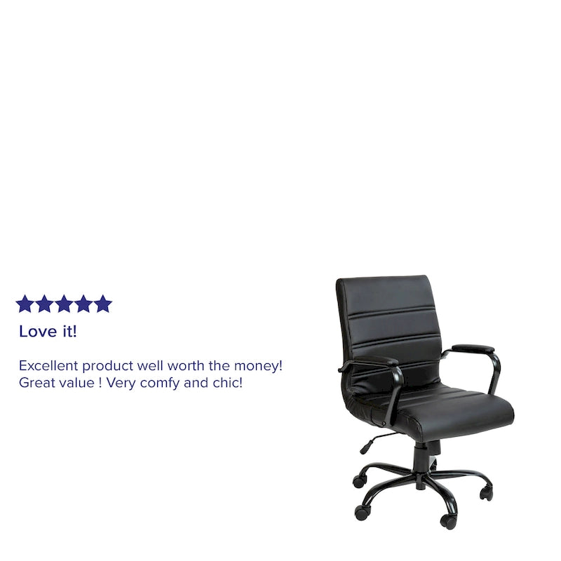 Fauteuil de bureau pivotant de direction à dossier mi-haut en similicuir noir/blanc/marron/gris, avec hauteur et inclinaison réglables, 1 personne