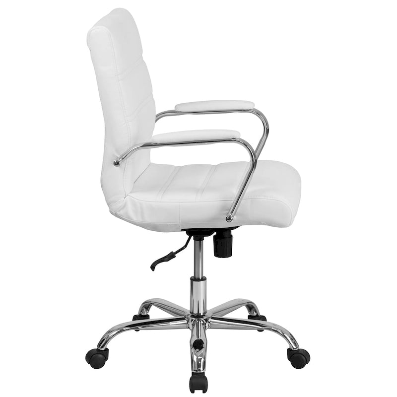 Fauteuil de bureau pivotant de direction à dossier mi-haut en similicuir noir/blanc/marron/gris, avec hauteur et inclinaison réglables, 1 personne