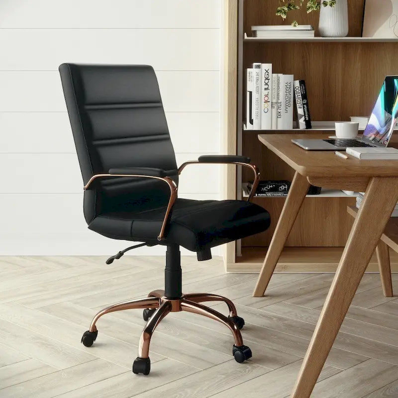 Fauteuil de bureau pivotant de direction à dossier mi-haut en similicuir noir/blanc/marron/gris, avec hauteur et inclinaison réglables, 1 personne