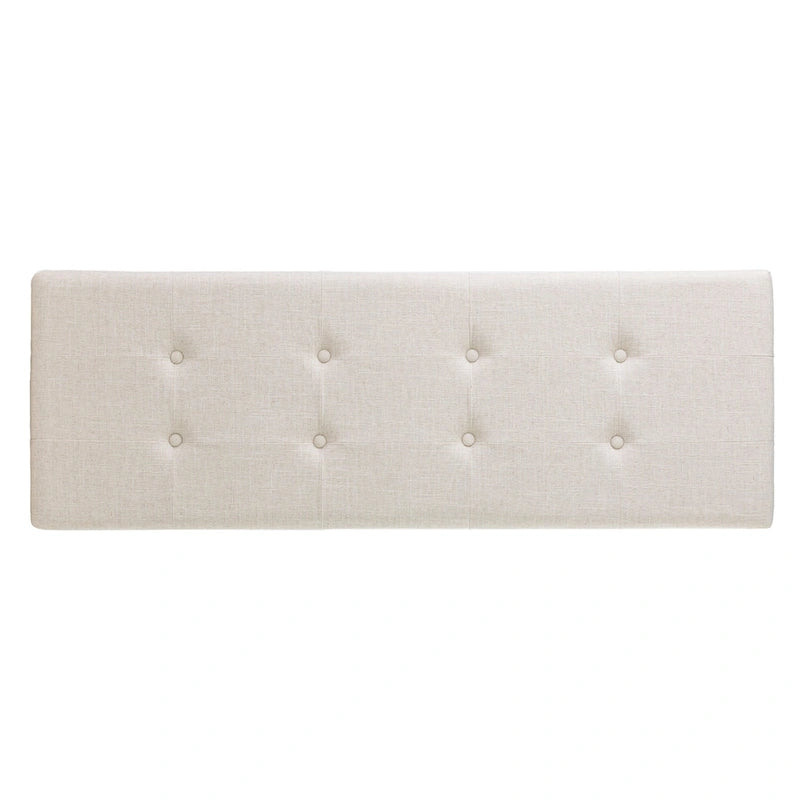 Banc d'entrée capitonné blanc cassé avec pieds espresso, style transitionnel, 1 place