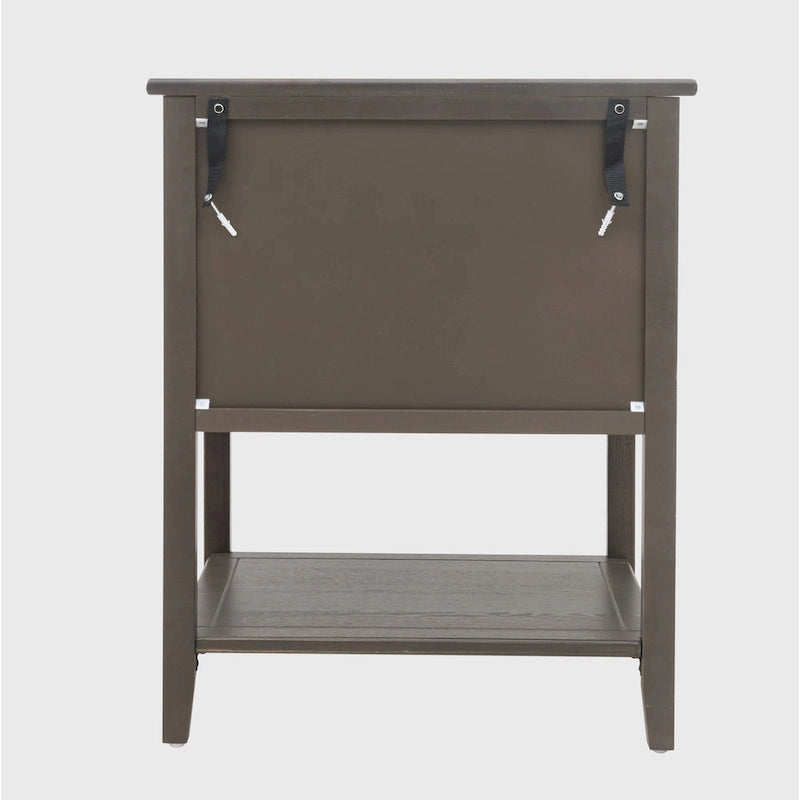 Table de chevet américaine à 2 tiroirs, gris / vert olive, avec MDF effet bois et pieds antidérapants, 1 personne