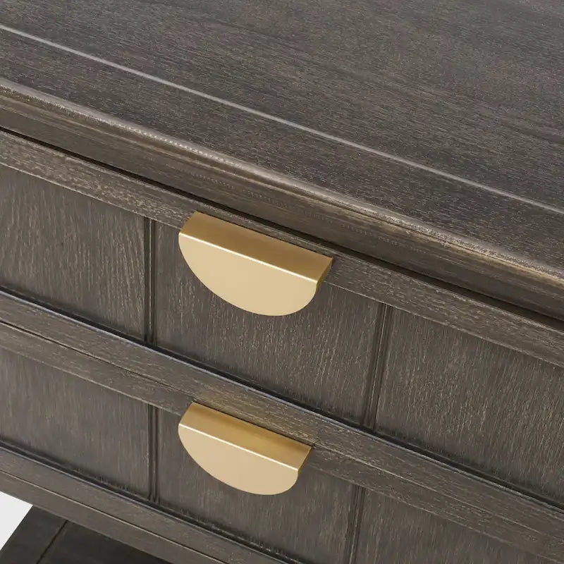 Table de chevet américaine à 2 tiroirs, gris / vert olive, avec MDF effet bois et pieds antidérapants, 1 personne