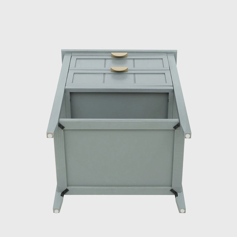 Table de chevet américaine à 2 tiroirs, gris / vert olive, avec MDF effet bois et pieds antidérapants, 1 personne