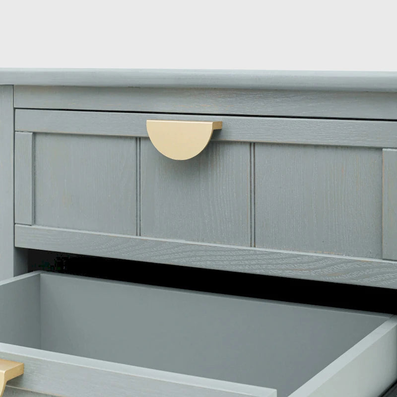 Table de chevet américaine à 2 tiroirs, gris / vert olive, avec MDF effet bois et pieds antidérapants, 1 personne