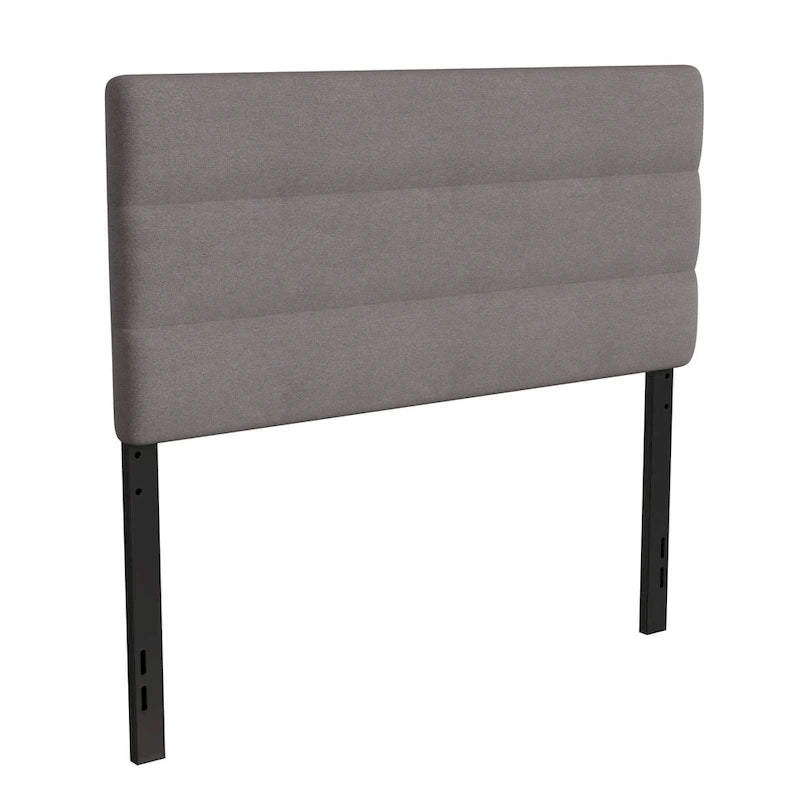 Tête de lit capitonnée en similicuir (lin) bleu / gris / taupe / crème avec hauteur réglable, simple / double / grand lit / très grand lit