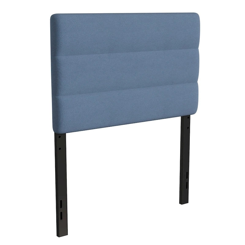Tête de lit capitonnée en similicuir (lin) bleu / gris / taupe / crème avec hauteur réglable, simple / double / grand lit / très grand lit