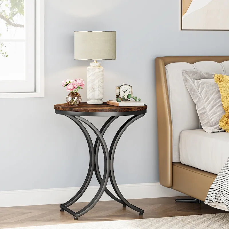 Table d'appoint ronde avec plateau en faux marbre blanc/noir/marron et piètement en métal doré, style moderne, pour 1 personne