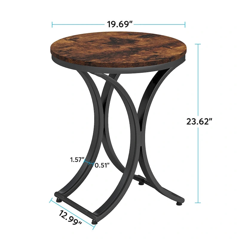 Table d'appoint ronde avec plateau en faux marbre blanc/noir/marron et piètement en métal doré, style moderne, pour 1 personne