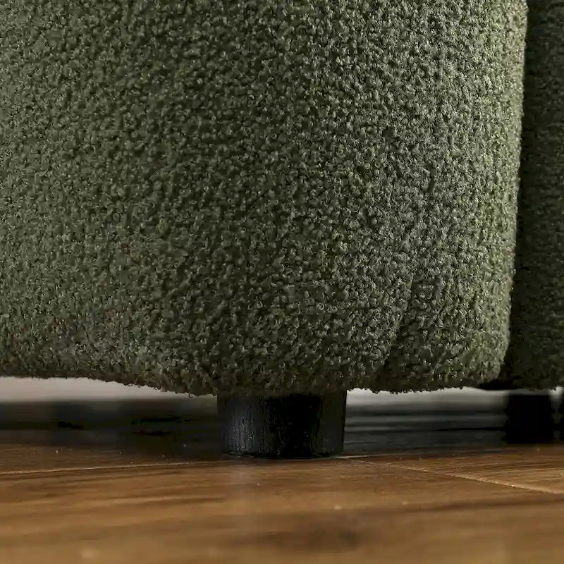 Canapé 3 places en bouclette beige avec coussins en mousse multi-densité et 2 oreillers, style moderne, 3 personnes