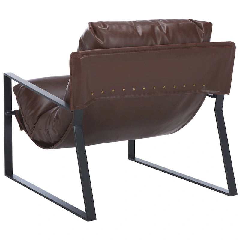 Fauteuil d'appoint noir avec coussin capitonné, dossier inclinable, 1 personne