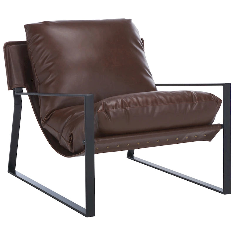 Fauteuil d'appoint noir avec coussin capitonné, dossier inclinable, 1 personne