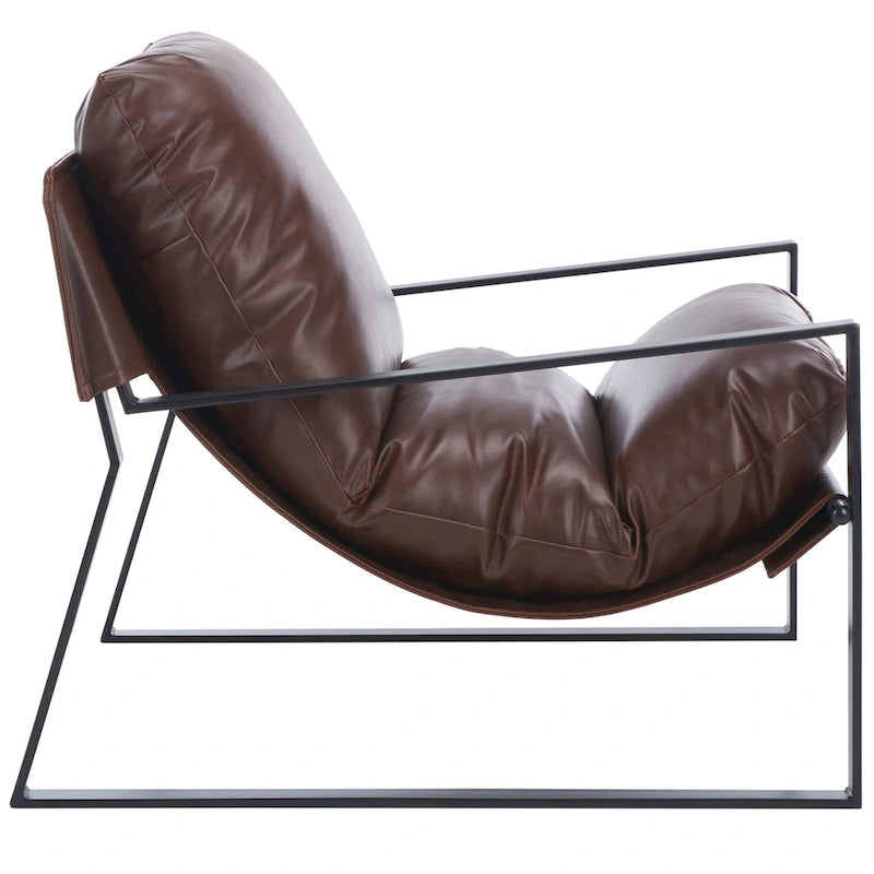 Fauteuil d'appoint noir avec coussin capitonné, dossier inclinable, 1 personne
