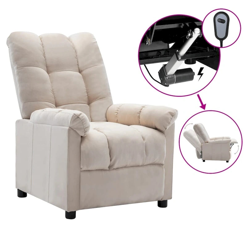 Fauteuil inclinable électrique en tissu Crème / Marron / Gris foncé / Noir / Gris-beige, 1 place