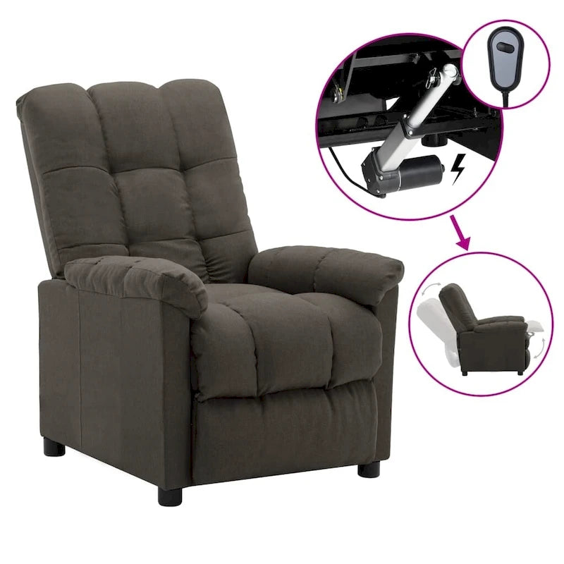 Fauteuil inclinable électrique en tissu Crème / Marron / Gris foncé / Noir / Gris-beige, 1 place