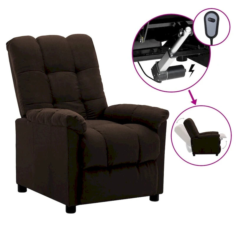 Fauteuil inclinable électrique en tissu Crème / Marron / Gris foncé / Noir / Gris-beige, 1 place