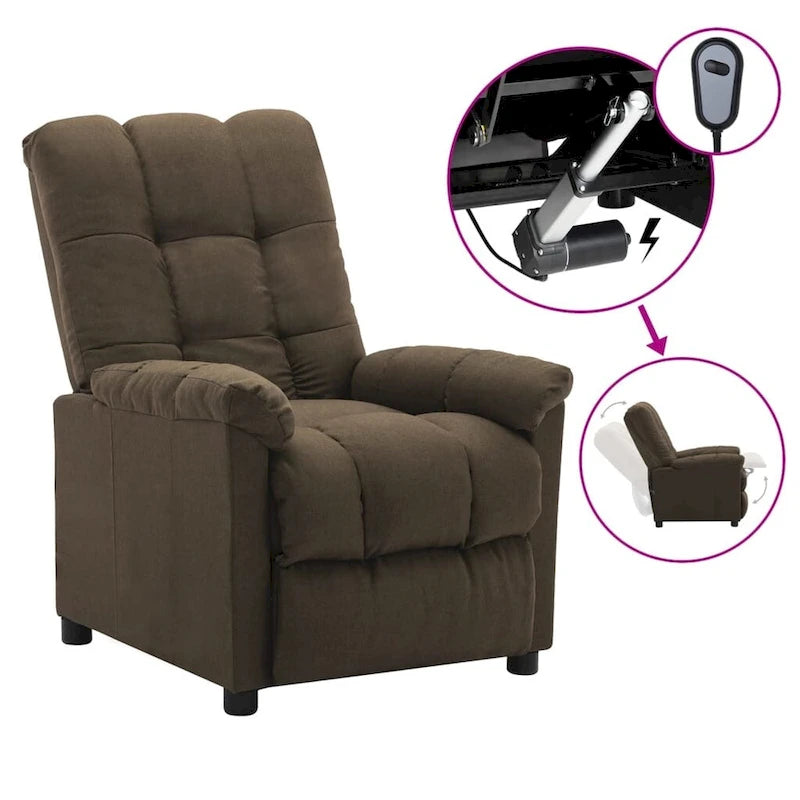 Fauteuil inclinable électrique en tissu Crème / Marron / Gris foncé / Noir / Gris-beige, 1 place