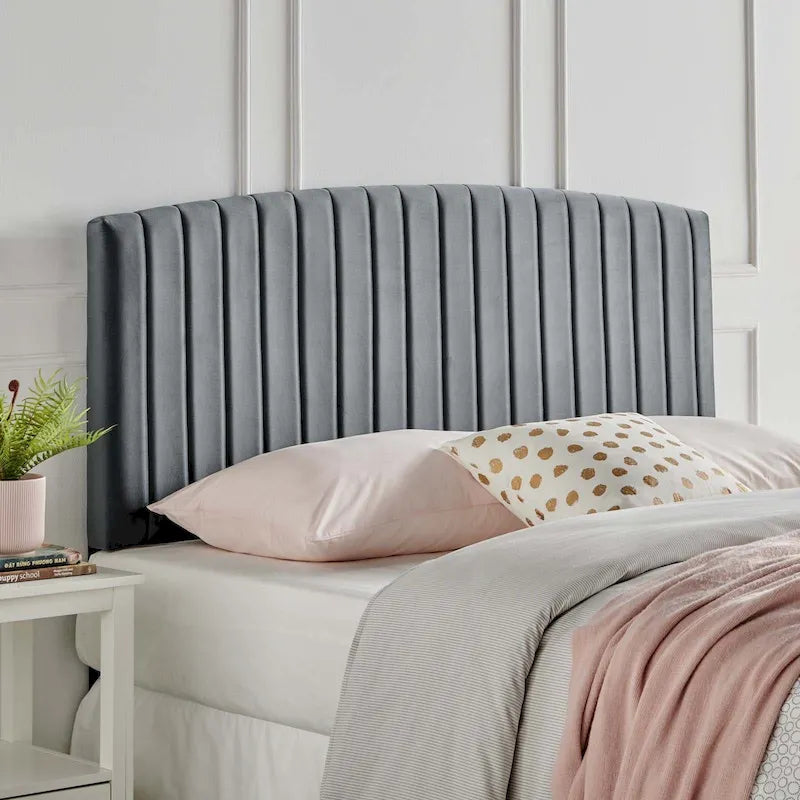 Tête de lit capitonnée en velours, pleine / grand lit, 3 positions réglables, 1 personne