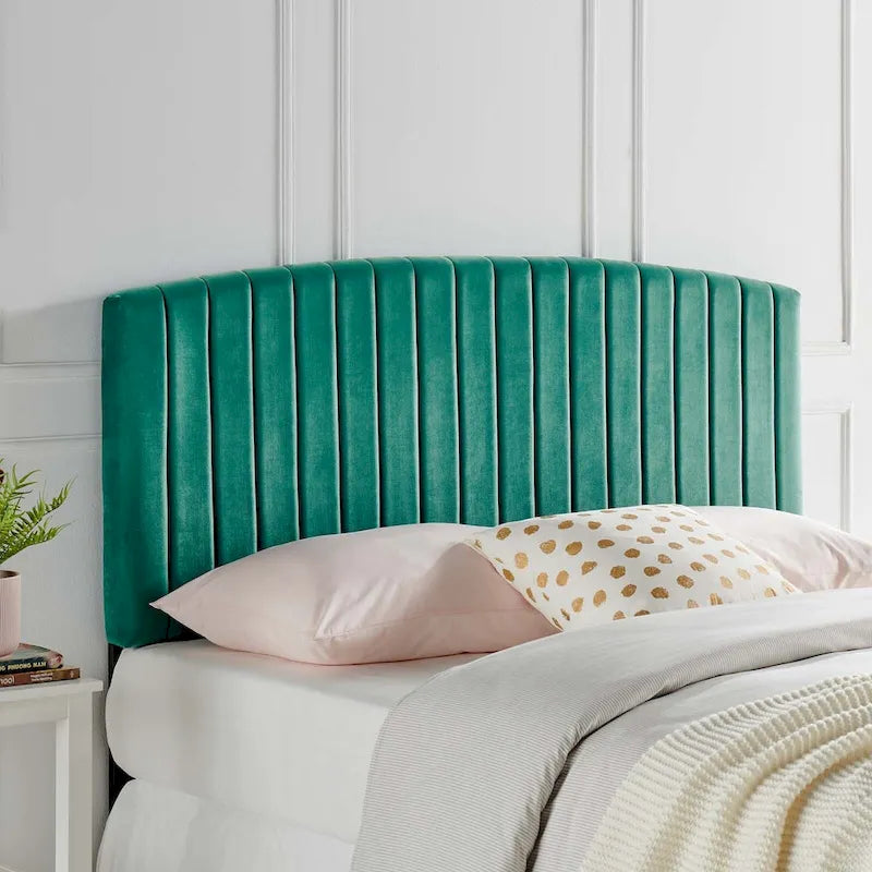 Tête de lit capitonnée en velours, pleine / grand lit, 3 positions réglables, 1 personne