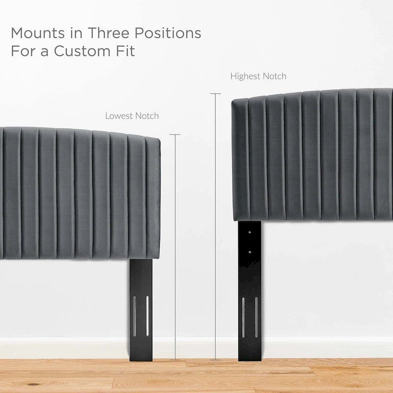 Tête de lit capitonnée en velours, pleine / grand lit, 3 positions réglables, 1 personne