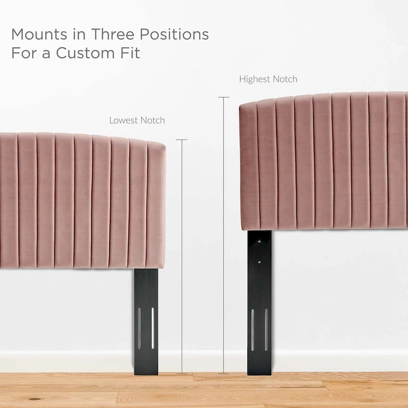 Tête de lit capitonnée en velours, pleine / grand lit, 3 positions réglables, 1 personne