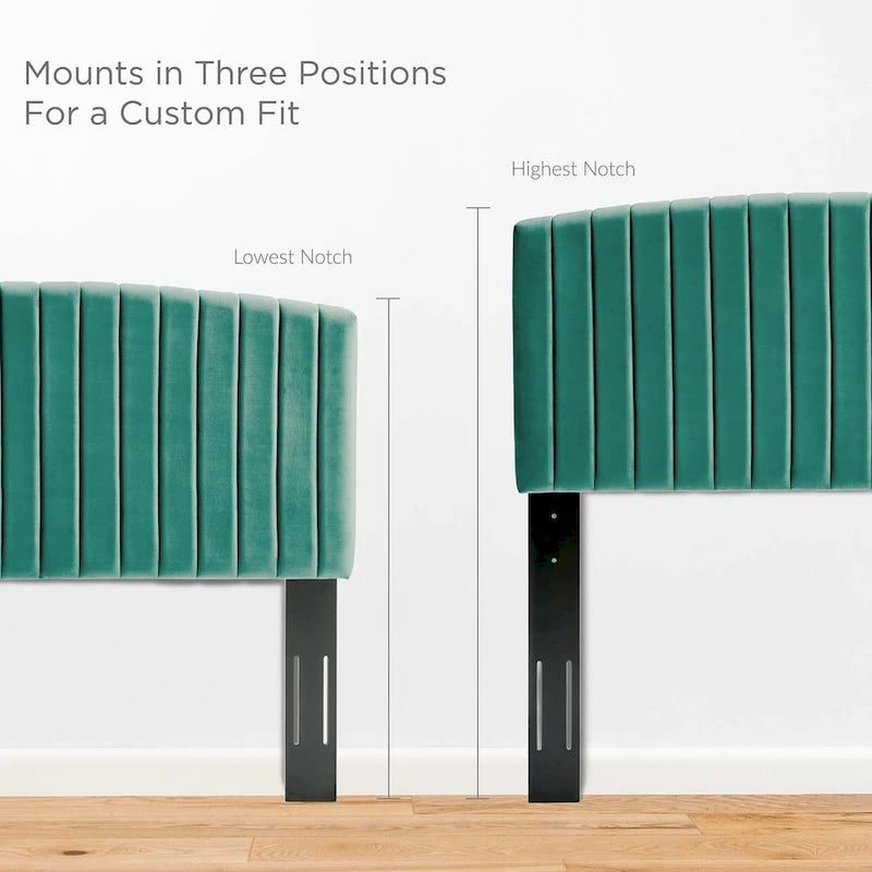 Tête de lit capitonnée en velours, pleine / grand lit, 3 positions réglables, 1 personne